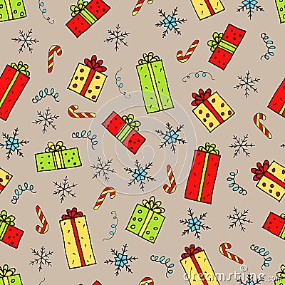 Christmas gifts pattern Stock Photo